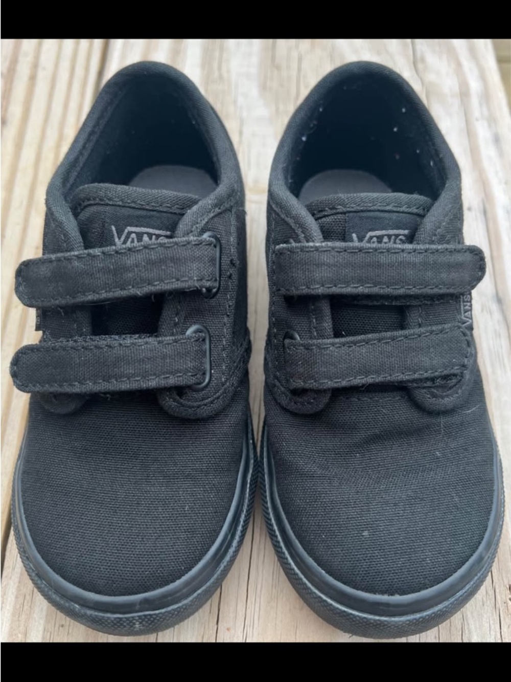 Toddler size 8 Vans Kids Black Canvas Velcro Sneakers